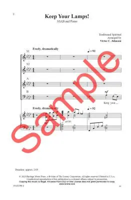 Keep Your Lamps! - Johnson - Choral Octavo - SSAB Accompanied