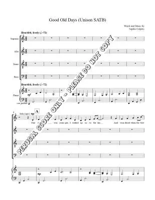 Good Old Days - Colpitts - Choral Octavo - Unison
