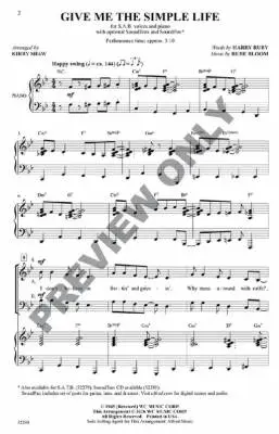 Give Me the Simple Life - Bloom/Shaw - Choral Octavo - SAB Accompanied