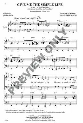 Give Me the Simple Life - Bloom/Shaw - Choral Octavo - SATB Accompanied