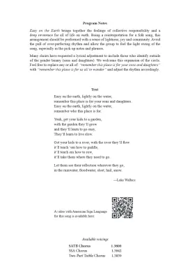 Easy on the Earth - Wallace/Kirchner - Choral Octavo - SATB Accompanied