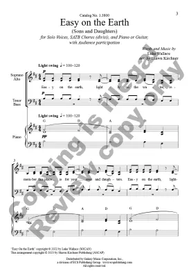 Easy on the Earth - Wallace/Kirchner - Choral Octavo - SATB Accompanied
