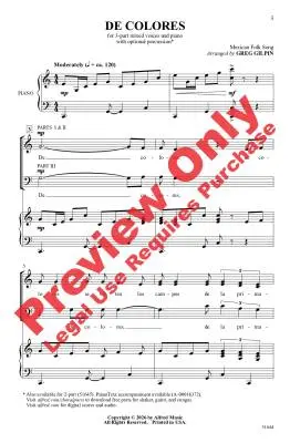 De Colores - Gilpin - Choral Octavo - 3-Pt Mixed