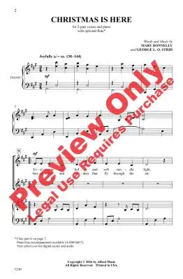 Christmas Is Here - Donnelly/Strid - Choral Octavo - 2-Pt Accompanied