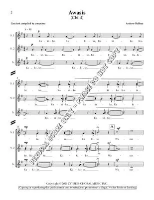 Awasis (Child) - Balfour - Choral Octavo - SSA A Cappella