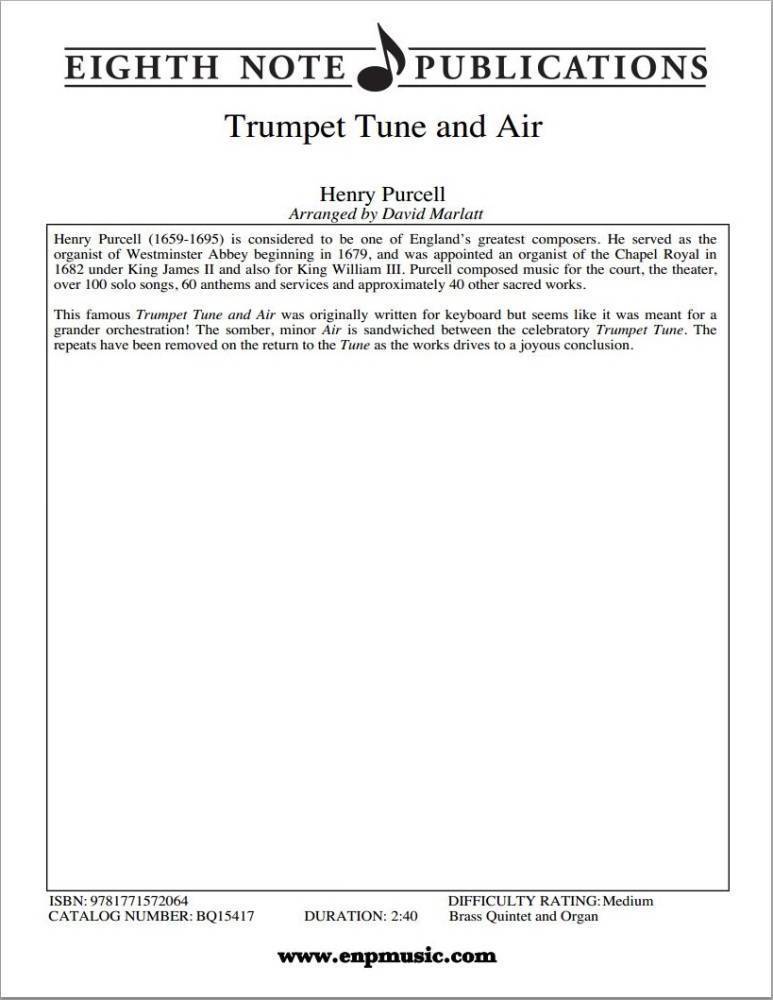 Trumpet Tune and Air - Purcell/Marlatt - Brass Quintet/Organ