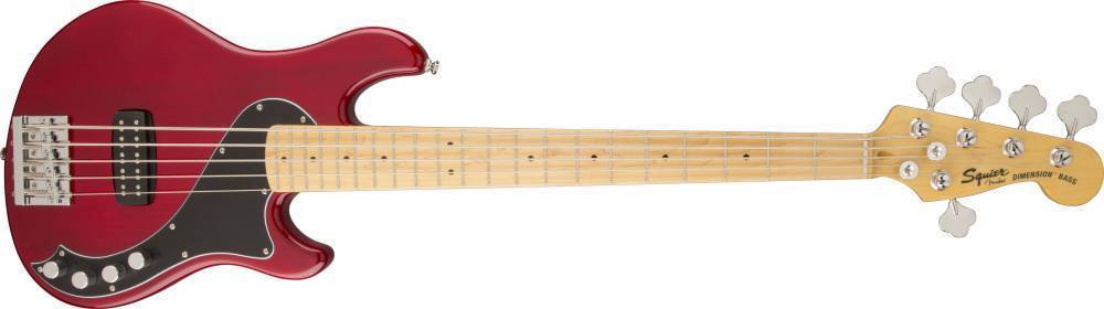 Squier Deluxe Dimension Bass V - Crimson Transparent Red, Maple