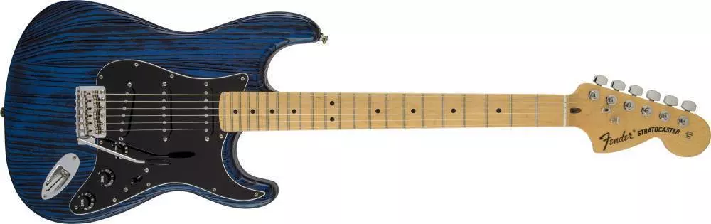 LTD Ed. Sandblasted Stratocaster with Ash Body, Sapphire Blue Transparent, Maple