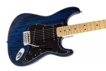 LTD Ed. Sandblasted Stratocaster with Ash Body, Sapphire Blue Transparent, Maple