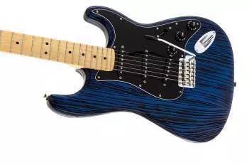 LTD Ed. Sandblasted Stratocaster with Ash Body, Sapphire Blue Transparent, Maple