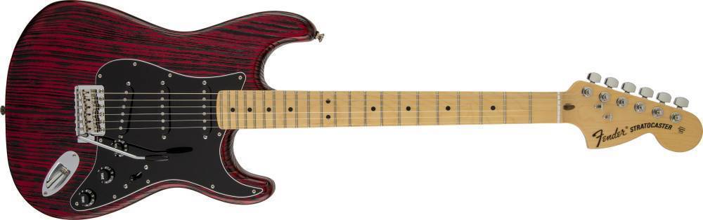 LTD Ed. Sandblasted Stratocaster with Ash Body, Crimson Red Transparent, Maple