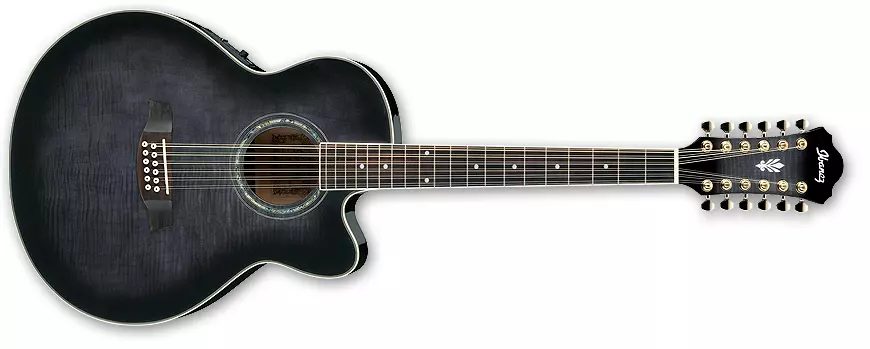 12 String Acoustic Electric Cutaway Guitar - Trans. Black Sunburst