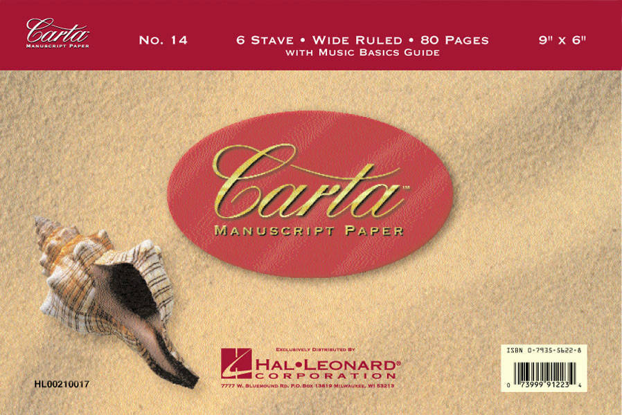 Carta Manuscript Paper: No. 14 - 6 Stave Wide Ruled - Writing Pad
