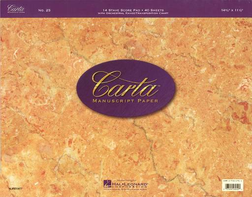 Hal Leonard - Carta Manuscript Paper: No. 25 - 14 Stave - Score  Pad