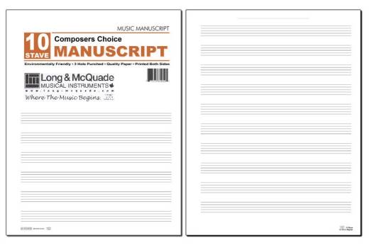 Long & McQuade - Composers Choice Manuscript Paper: 10 Stave/3-Hole Punched - Pad