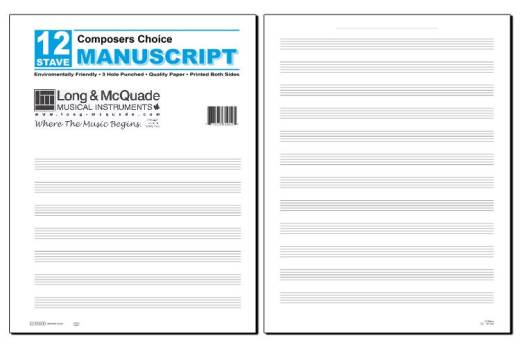 Composers Choice Manuscript Paper: 12 Stave/3-Hole Punched - Pad