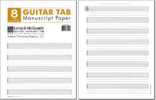 Guitar TAB Manuscript Paper: 3-Hole Punched - Pad