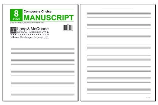 Long & McQuade - Composers Choice Manuscript Paper: 8 Stave/3-Hole Punched - Pad