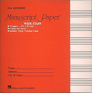 Hal Leonard - Wide Staff Manuscript Paper - Six portes - 32 pages