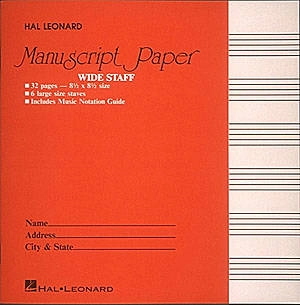 Hal Leonard - Wide Staff Manuscript Paper - 6 Stave -  32 Page