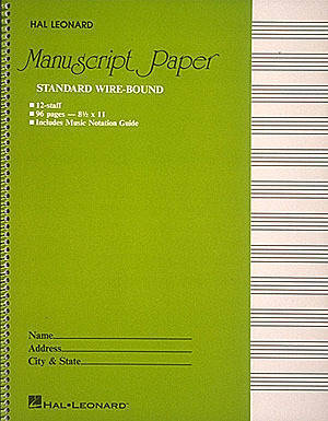Standard Wirebound Manuscript Paper  - 12 Staves - 96 Pages