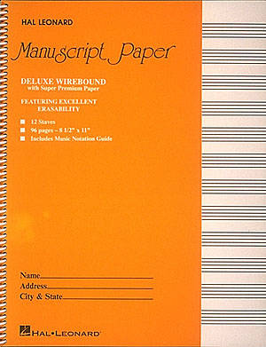 Hal Leonard - Deluxe Wirebound Super Premium Manuscript Paper - 12 Stave - 96 Pages