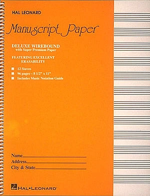 Hal Leonard - Deluxe Wirebound Super Premium Manuscript Paper - 12 Stave - 96 Pages