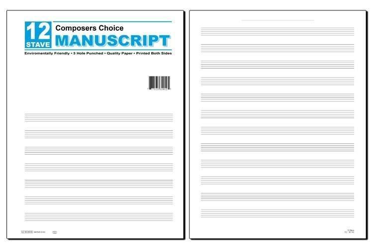 Composers Choice Manuscript Paper: 12 Stave/3-Hole Punched - Pad - 200 Sheet Value Pack