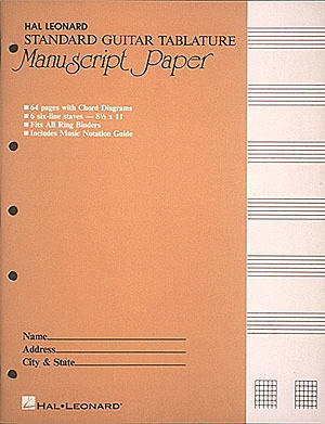 Guitar Tablature Manuscript Paper - Standard - 6 Stave/8 Chord Diagrams - Book