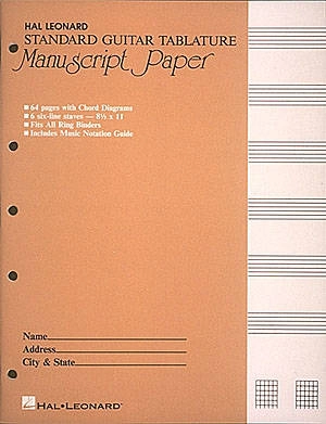 Guitar Tablature Manuscript Paper - Standard - 6 Stave/8 Chord Diagrams - Book