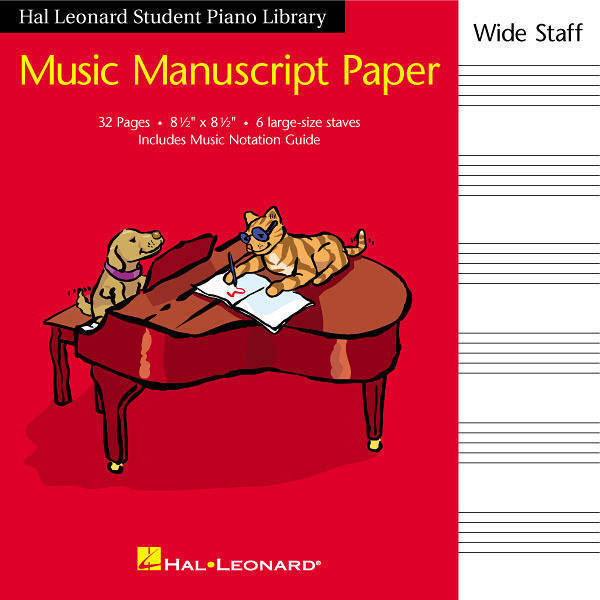 Student Piano Library Music Manuscript Paper - Wide Staff - 6 Stave - 32 Page