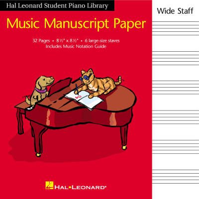 Hal Leonard - Student Piano Library Music Manuscript Paper - Wide Staff - 6 Stave - 32 Page