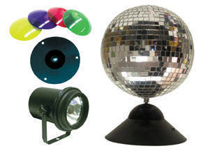 Mirror Ball with Pinspot & Gels