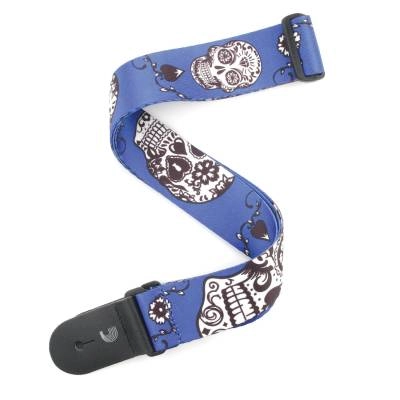 DAddario - 2 Woven Guitar Strap, Sugar Skulls - Blue