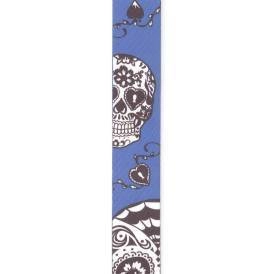 2\'\' Woven Guitar Strap, Sugar Skulls - Blue