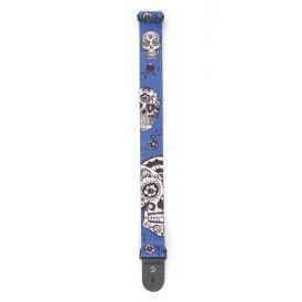 2\'\' Woven Guitar Strap, Sugar Skulls - Blue