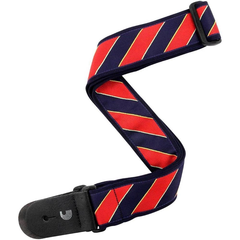 2\'\' Guitar Strap, Tie Stripes - Blue & Red