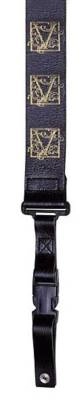 DiMarzio - Steve Vai ClipLock Leather Guitar Strap - Black w/Gold Imprint