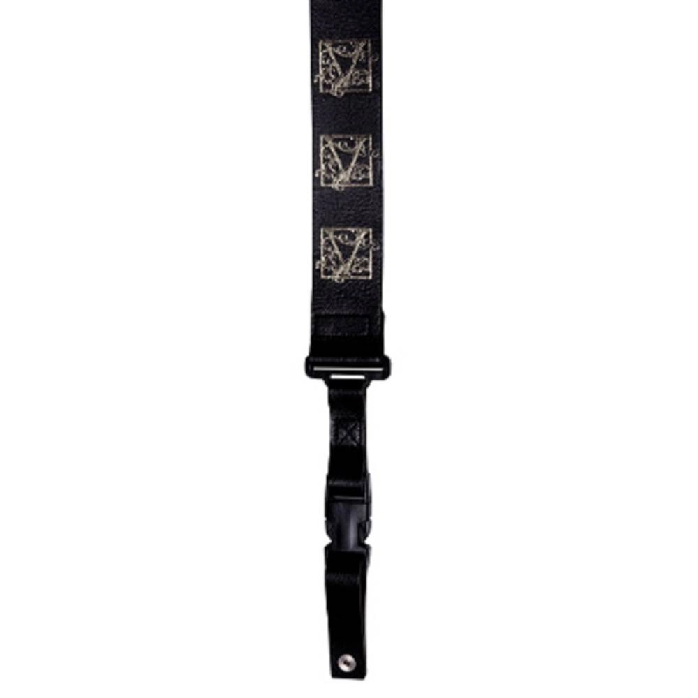 Steve Vai ClipLock Leather Guitar Strap - Black w/Silver Imprint