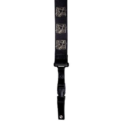 DiMarzio - Steve Vai ClipLock Leather Guitar Strap - Black w/Silver Imprint