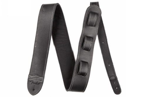 2-inch Custom HQ Leather Guitar Strap Black/Black