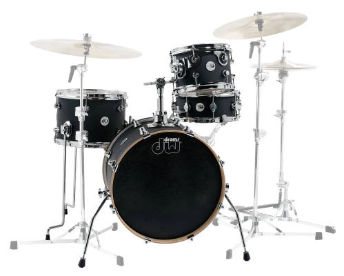 Drum Workshop - Design Series Mini-Pro 4-Piece Shell Pack (18,10,13,SD) - Black Satin