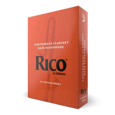 RICO by DAddario - Contrabass Clarinet Reeds, Strength 1.5, 10-pack