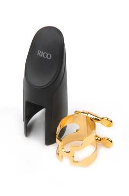 RICO by DAddario - H-Ligature & Cap, Tenor Sax for Hard Rubber Mouthpieces, Gold-plated