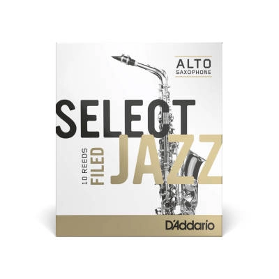 Select Jazz Alto Sax Reeds, Filed, Strength 2 Strength Medium, 10-pack