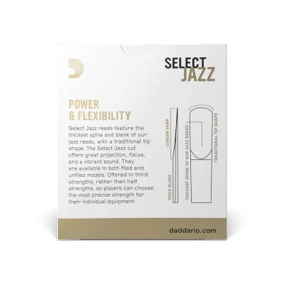 Select Jazz Alto Sax Reeds, Filed, Strength 2 Strength Medium, 10-pack