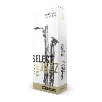 DAddario Woodwinds - Select Jazz Baritone Sax Reeds, Filed, Strength 2 Strength Hard, 5-pack