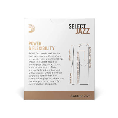 Select Jazz Alto Sax Reeds, Unfiled, Strength 2 Strength Soft, 10-pack