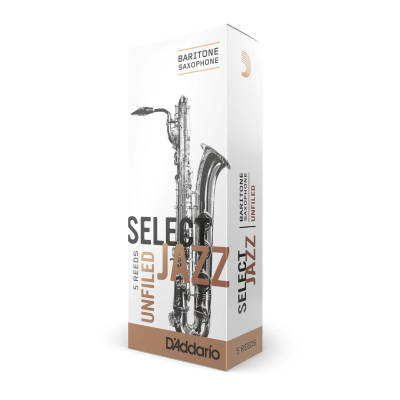 Select Jazz Baritone Sax Reeds, Unfiled, Strength 2 Strength Medium, 5-pack