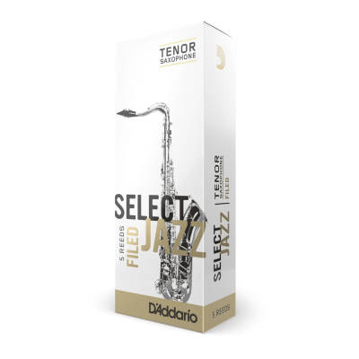 DAddario Woodwinds - Select Jazz Tenor Sax Reeds, Filed, Strength 3 Strength Medium, 5-pack